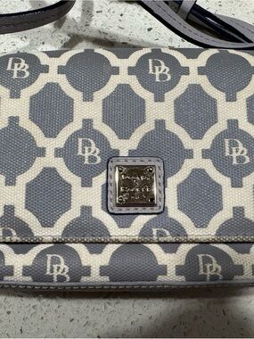 Dooney & Bourke Gray and Cream Logo Crossbody bag